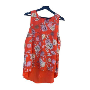 Label XL Orange floral sleeveless blouse